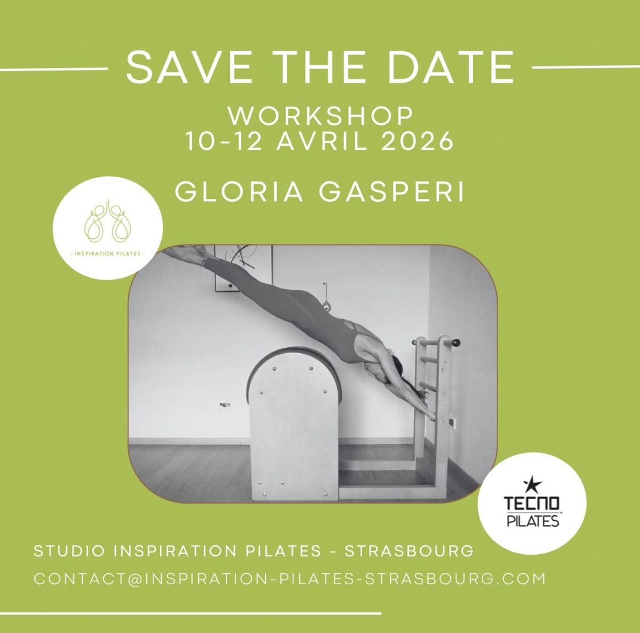 Inspiration Pilates Workshop 2026 con Gloria Gasperi - 10-11-12 Aprile 2026