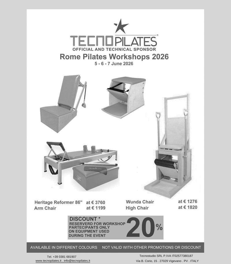 Rome Pilates Workshops 2026 | 5, 6 e 7 giugno 2026 - Studio Pilates4U / Studio AC Health & Wellness