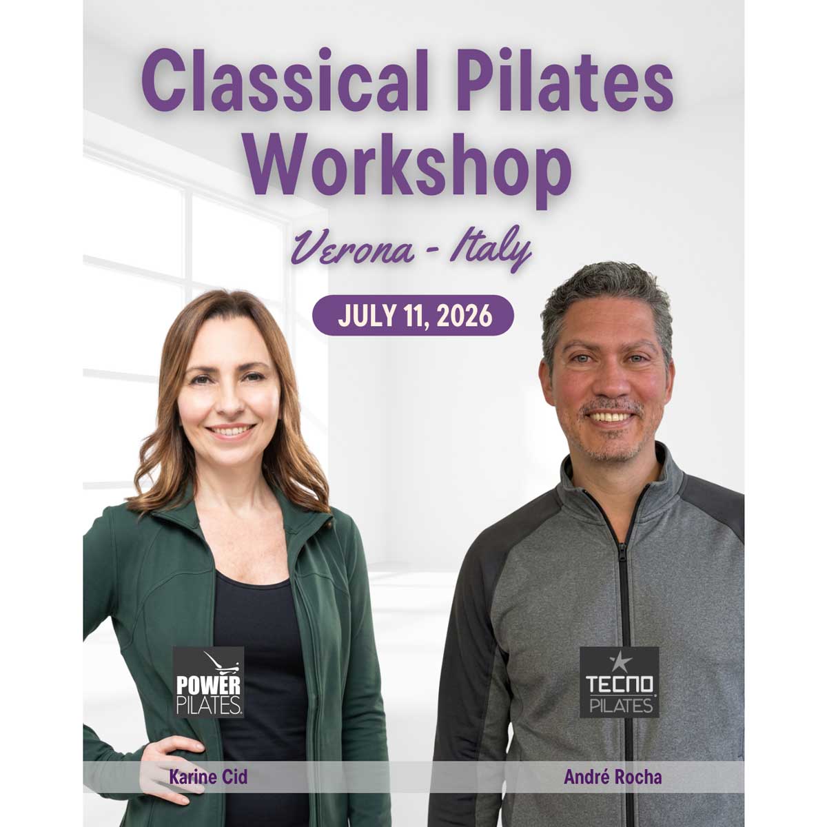 Classical Pilates Workshop 11 luglio 2026 a Verona, con Karine Cid e Andrè Rocha - Power Pilates Italia