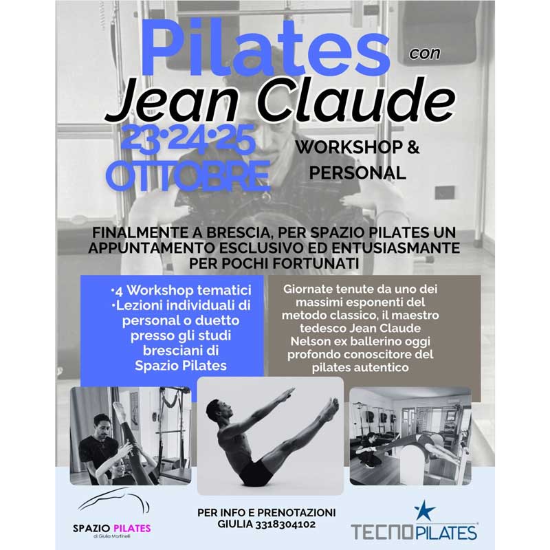 Workshops & News › “Pilates con Jean-Claude Nelson” – Spazio Pilates Brescia, Italia | Dal 23 al 25 Ottobe 2026