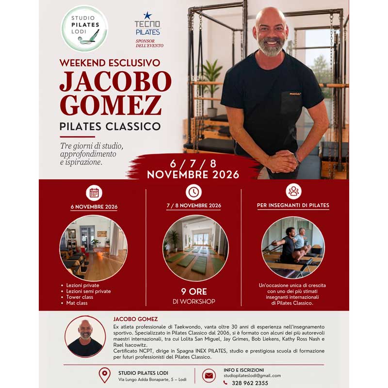 Workshop con Jacobo Gómez Vázquez 6-7-8 Novembre 2026 - Studio Pilates Lodi